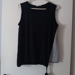 LUUKAA Black + White Sleeveless Stretch Viscose Top 14 XL